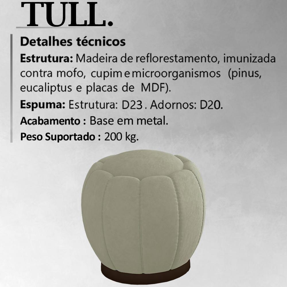 Puff Puf Para Sala Base Metal Tull Veludo Sl 940 Peer Sl 940 - 5