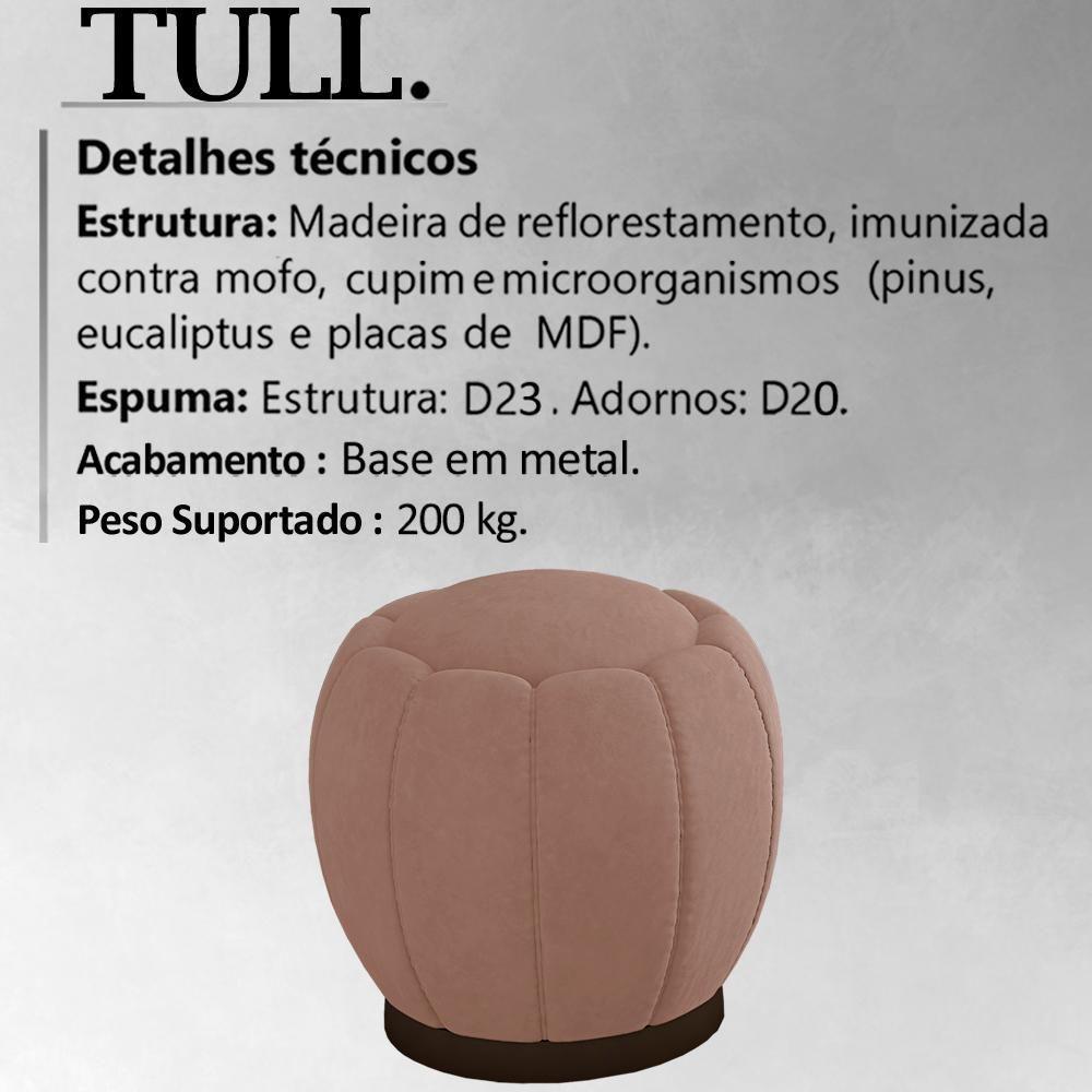 Puff Puf Para Sala Base Metal Tull Veludo Sl 949 Peer Sl 949 - 8