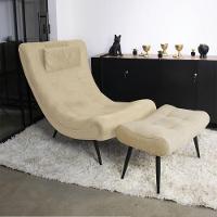 Puff Sher Suede Pés Palito De Ferro - D'Rossi Cor Bege