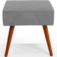 Kit 02 Puffs Banqueta Decorativa Com Pés Palito Suede Cinza - 2