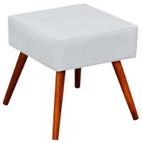 Kit 02 Puffs Banqueta Com Pés Palito Corino Branco - 10