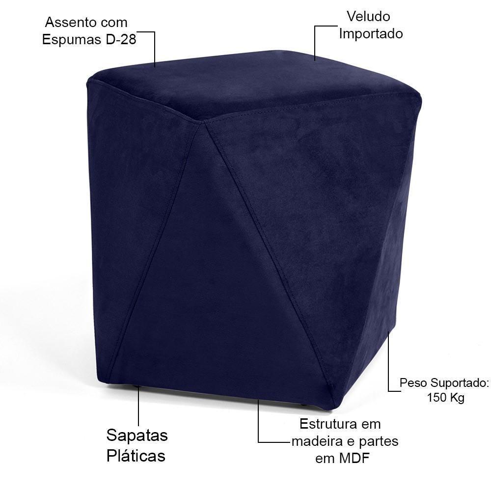 Kit 02 Puffs Ametista D02 Veludo Azul Marinho C-287 - 3