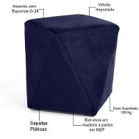 Kit 02 Puffs Ametista D02 Veludo Azul Marinho C-287 - 3