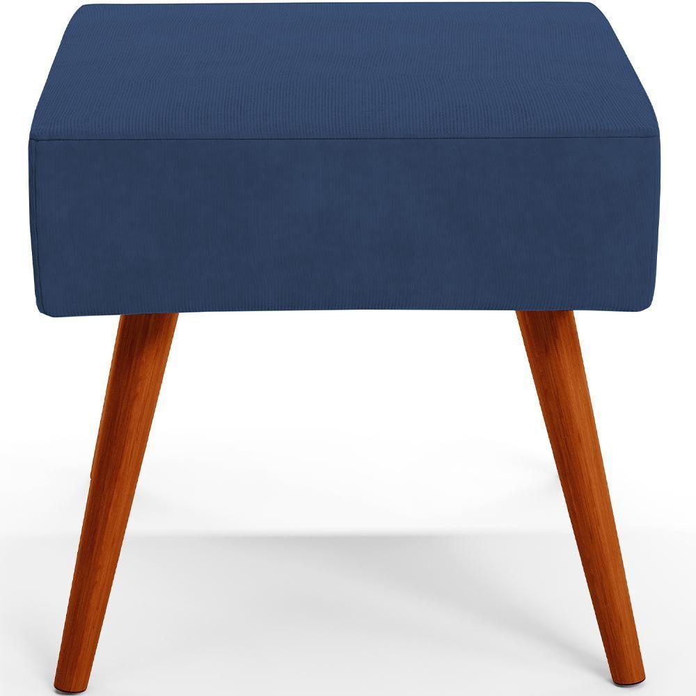 Kit 02 Puffs Banqueta Com Pés Palito Suede Azul Marinho - 2