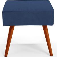 Kit 02 Puffs Banqueta Com Pés Palito Suede Azul Marinho