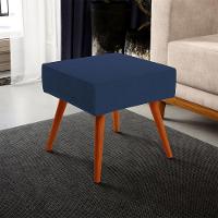 Kit 02 Puffs Banqueta Com Pés Palito Suede Azul Marinho - 10