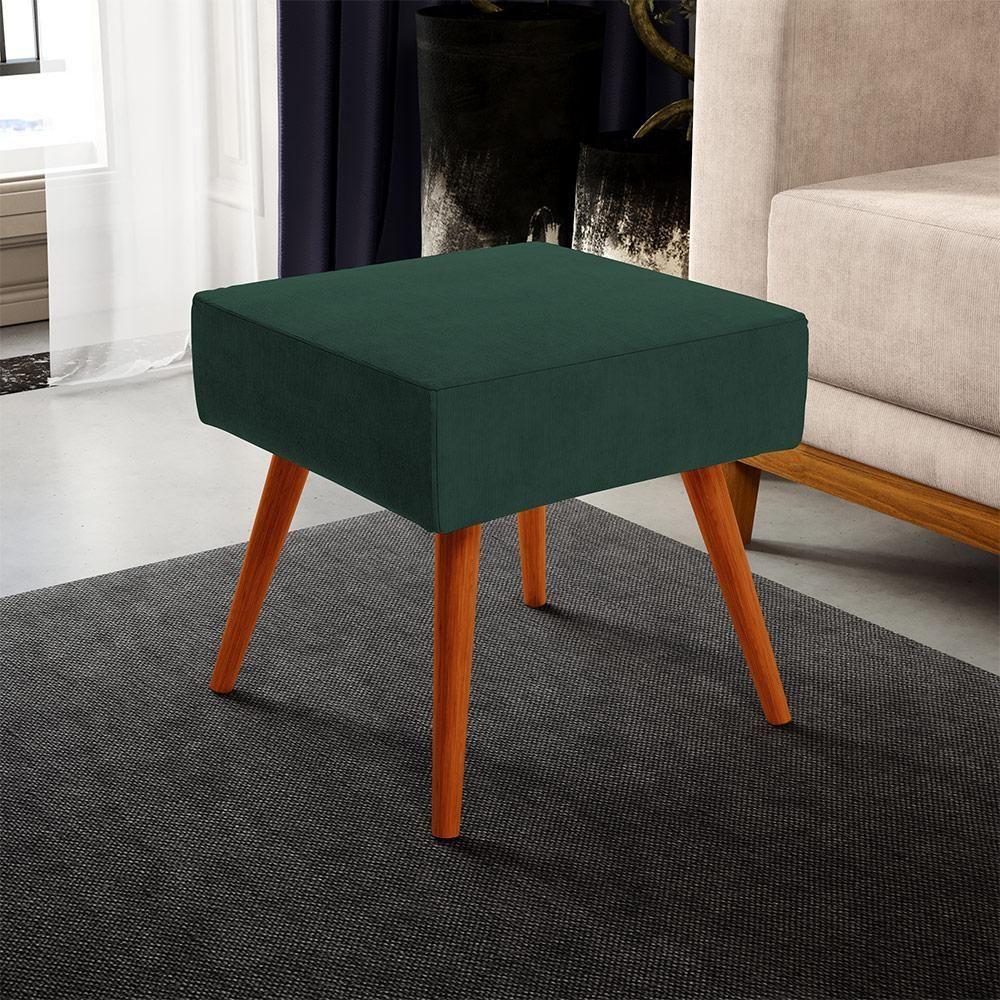 Kit 02 Puffs Banqueta Com Pés Palito Suede Verde Musgo - 6
