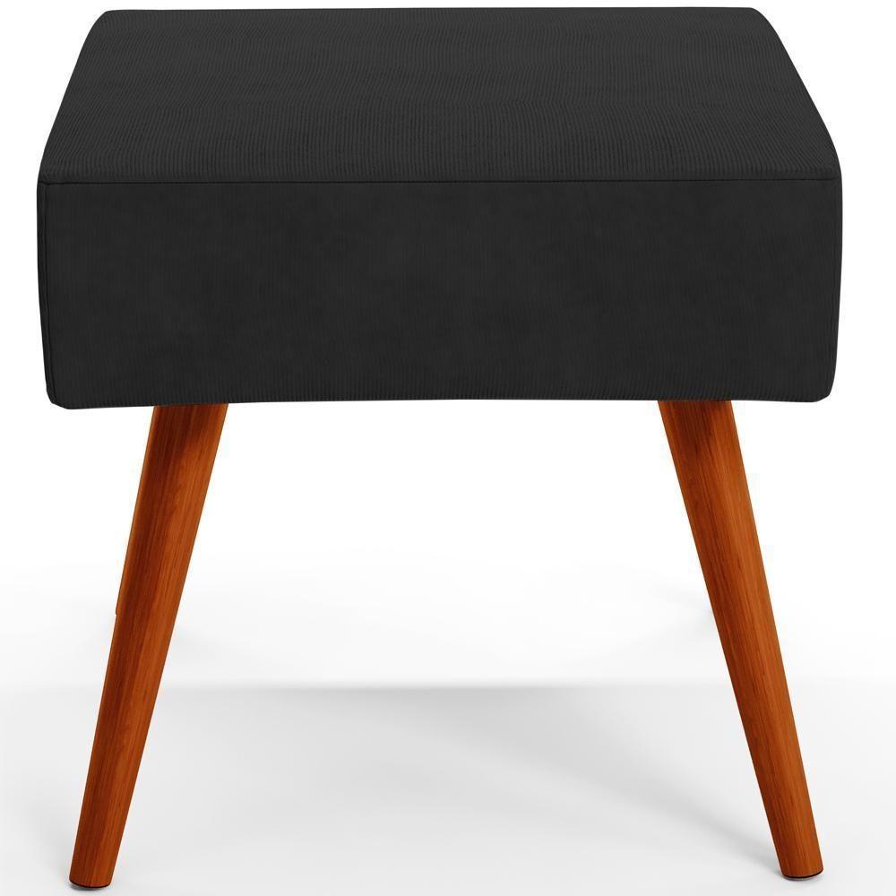 Kit 02 Puffs Banqueta Decorativa Com Pés Palito Suede Preto - 2