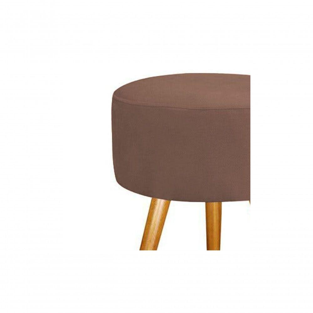Combo 2 Puf, Puff Para Sala, Puff Redondo, Suede Marrom Pés Palito - 2