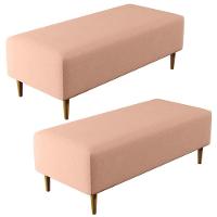 Kit 02 Puffs Bali W01 Pés Palito 120x50 Cm Linho Rosê - 1