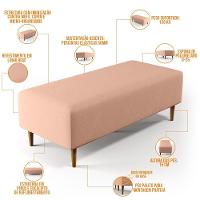 Kit 02 Puffs Bali W01 Pés Palito 120x50 Cm Linho Rosê - 16