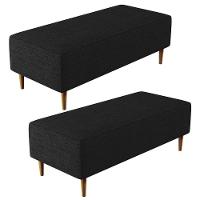 Kit 02 Puffs Bali W01 Pés Palito 120x50 Cm Linho Chumbo - 1