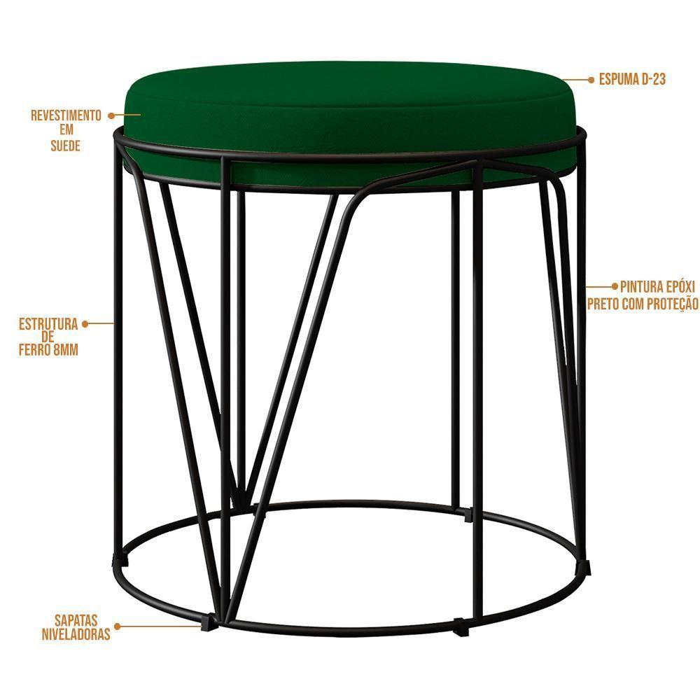 Kit 02 Puffs Aramado Preto Zaya L02 Suede Verde Musgo - 3