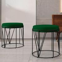 Kit 02 Puffs Aramado Preto Zaya L02 Suede Verde Musgo - 4