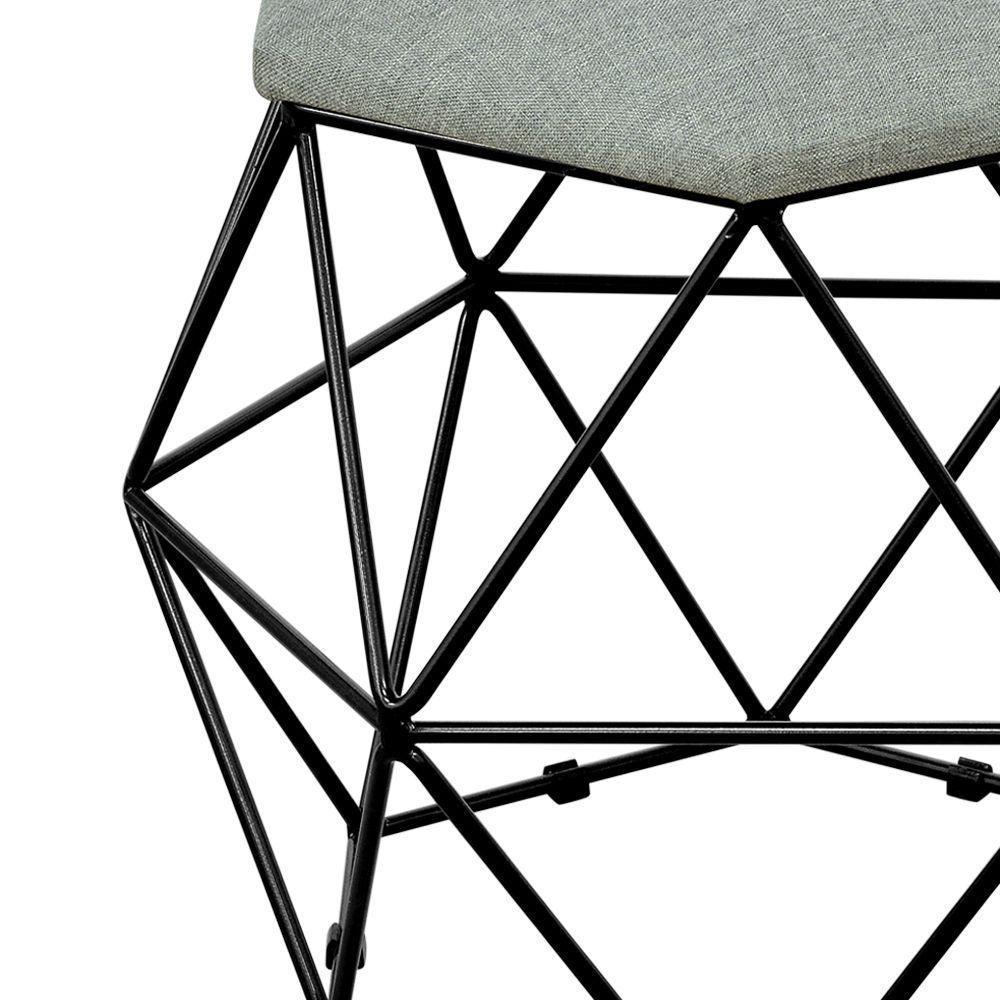 Kit 02 Puffs Aramado Preto Six L02 Linho Cinza Escuro - 3