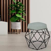 Kit 02 Puffs Aramado Preto Six L02 Linho Cinza Escuro - 6