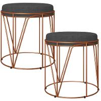 Kit 02 Puffs Aramado Bronze Zaya L02 Linho Chumbo - 1