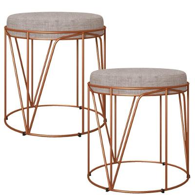 Kit 02 Puffs Aramado Bronze Zaya L02 Linho Bege