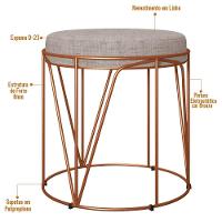 Kit 02 Puffs Aramado Bronze Zaya L02 Linho Bege - 5