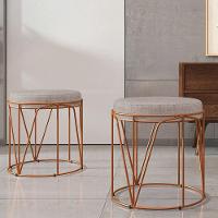 Kit 02 Puffs Aramado Bronze Zaya L02 Linho Bege - 7