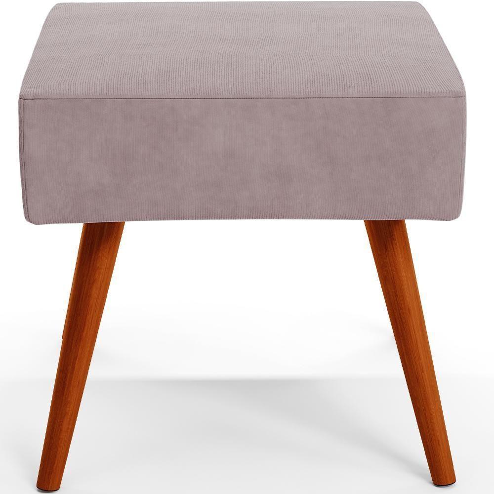 Kit 02 Puffs Banqueta Decorativa Com Pés Palito Suede Rosê - 2