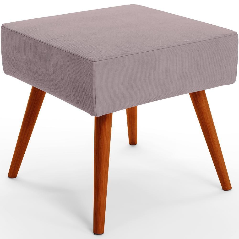 Kit 02 Puffs Banqueta Decorativa Com Pés Palito Suede Rosê - 5