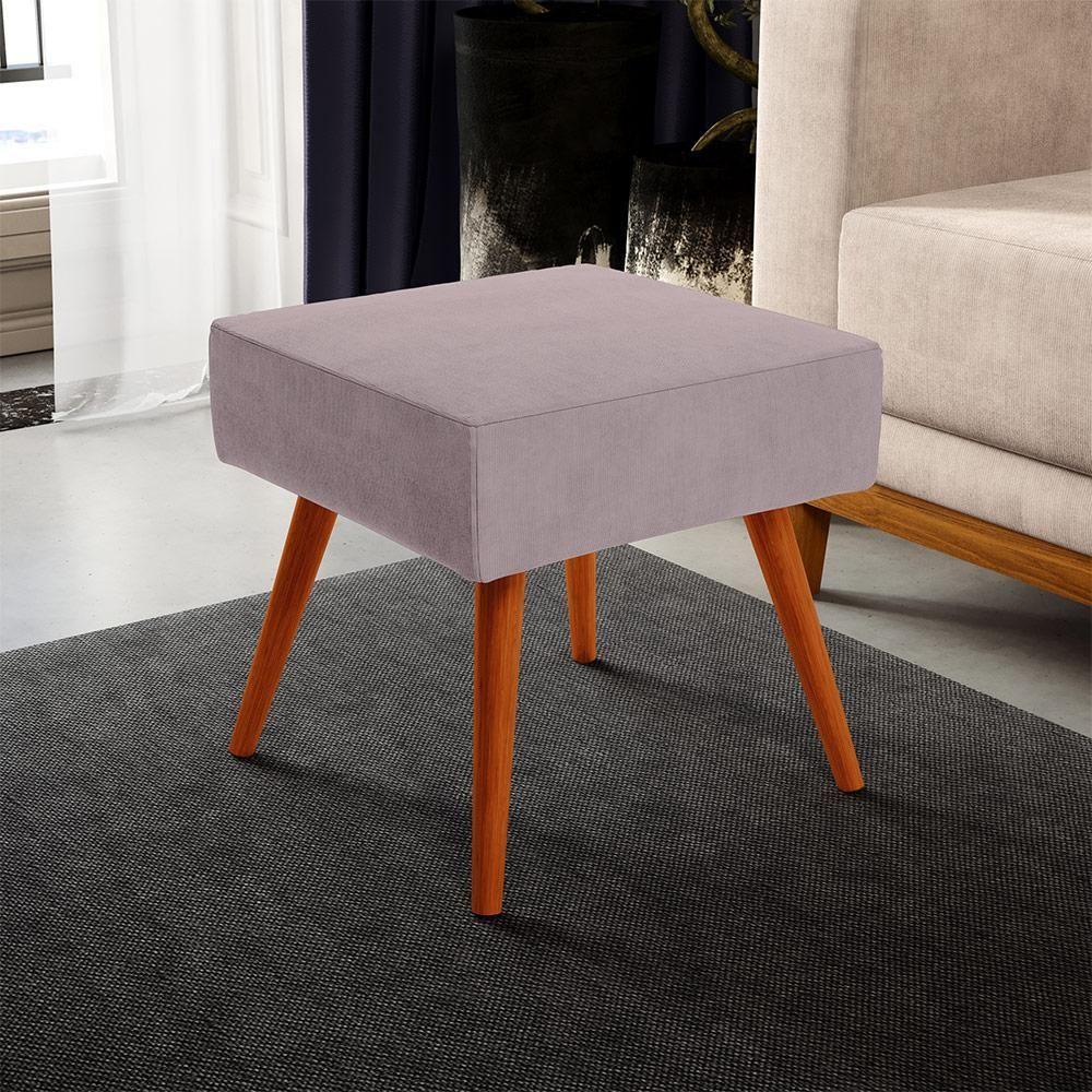 Kit 02 Puffs Banqueta Decorativa Com Pés Palito Suede Rosê - 6