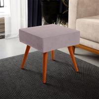 Kit 02 Puffs Banqueta Decorativa Com Pés Palito Suede Rosê - 6