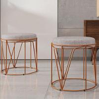 Kit 02 Puffs Aramado Bronze Zaya L02 Linho Cinza - 4