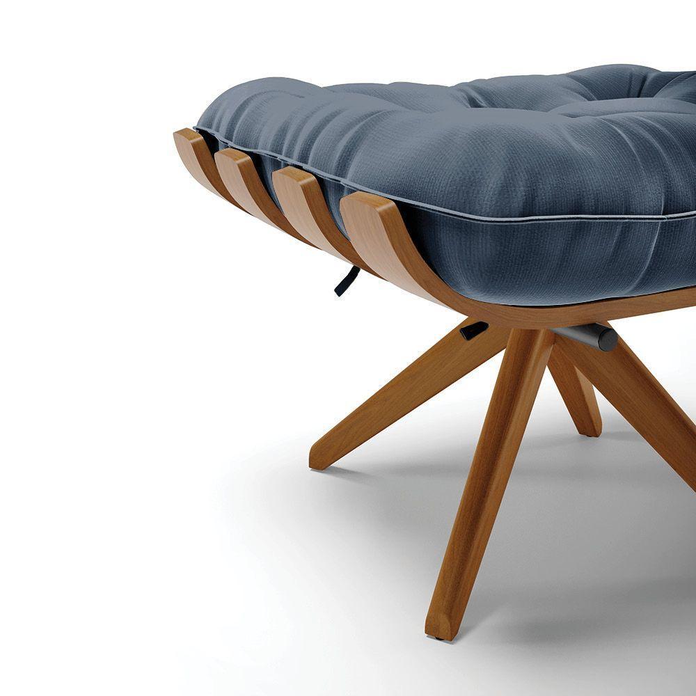 Kit 02 Puffs Giratório Suede Azul Marinho Base Madeira - 4