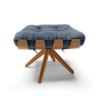 Kit 02 Puffs Giratório Suede Azul Marinho Base Madeira - 7