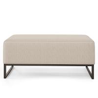 Kit 02 Puffs Cléo W01 Base De Ferro 90 Cm Linho Cru