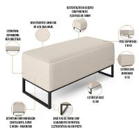 Kit 02 Puffs Cléo W01 Base De Ferro 90 Cm Linho Cru - 6