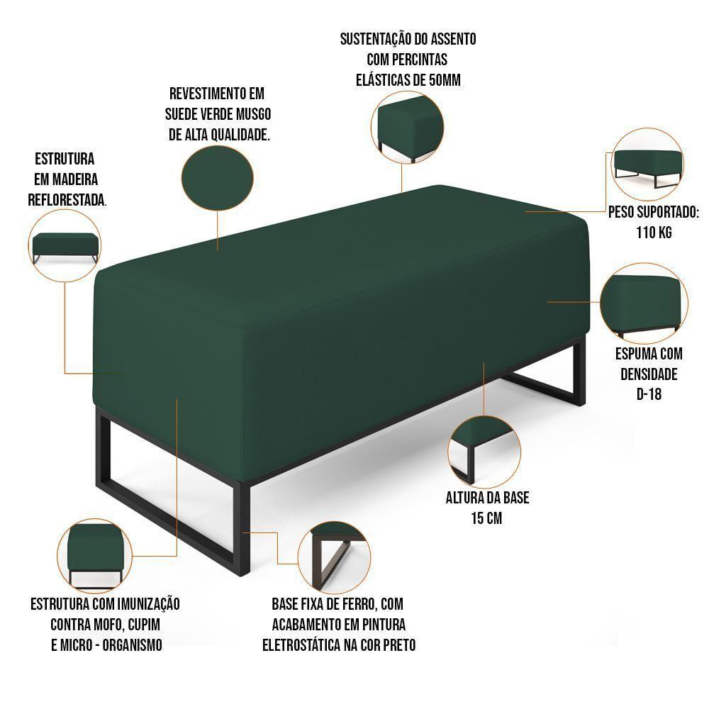 Kit 02 Puffs Cléo W01 Base Ferro 90 Cm Suede Verde Musgo - 6