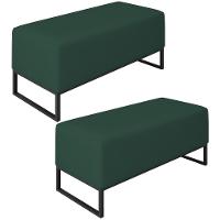 Kit 02 Puffs Cléo W01 Base Ferro 90 Cm Suede Verde Musgo - 1