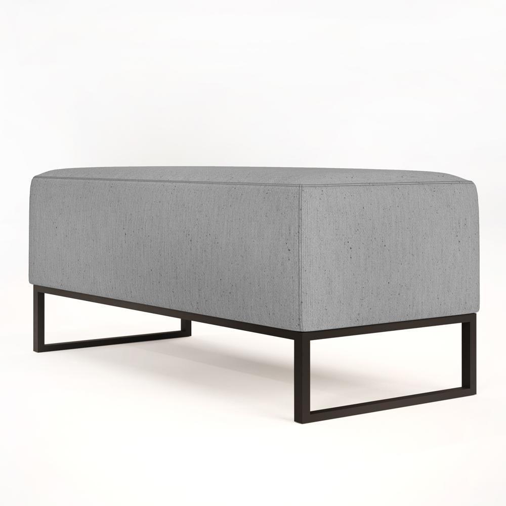 Kit 02 Puffs Cléo W01 Base De Ferro 90 Cm Linho Cinza - 3