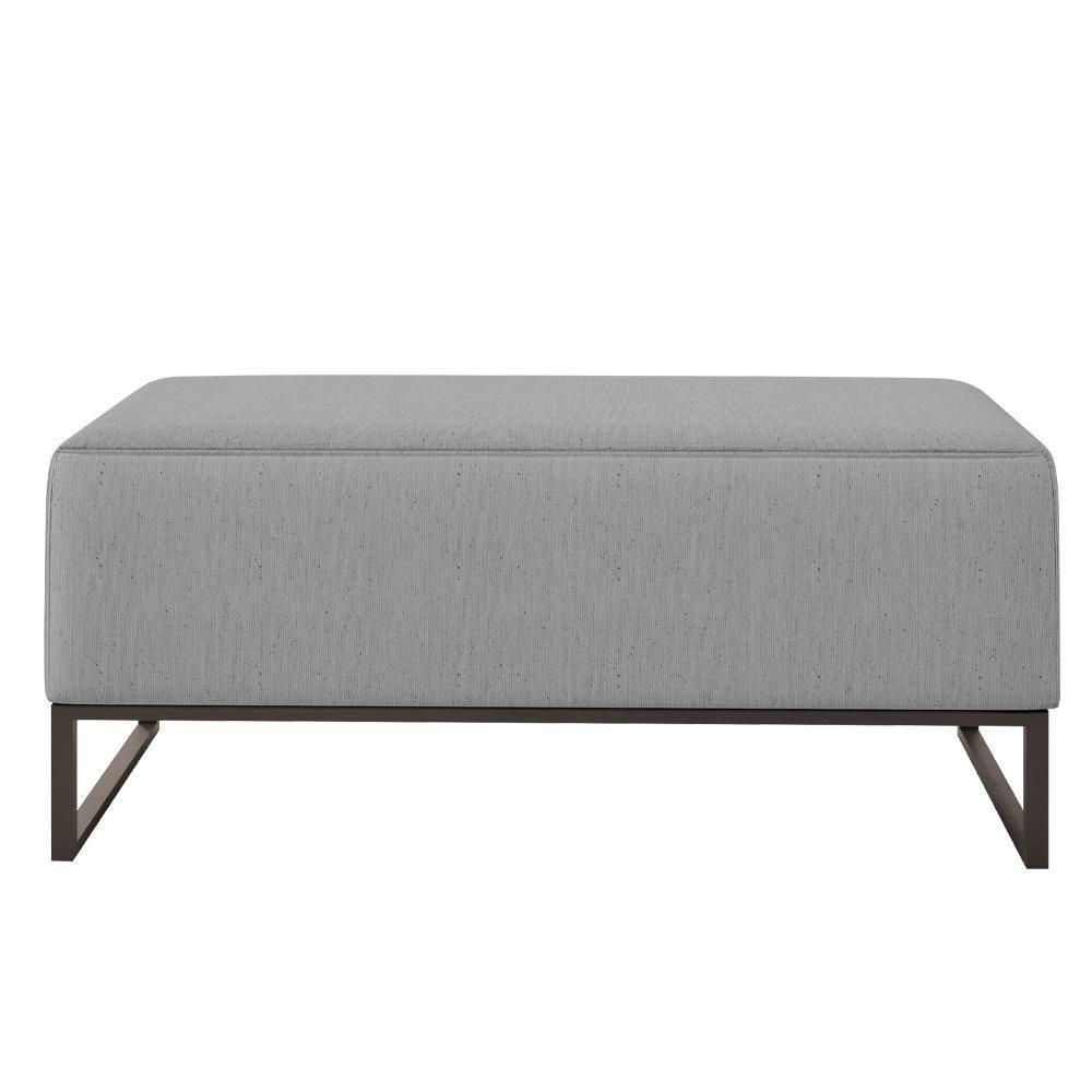 Kit 02 Puffs Cléo W01 Base De Ferro 90 Cm Linho Cinza - 4