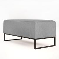 Kit 02 Puffs Cléo W01 Base De Ferro 90 Cm Linho Cinza - 3