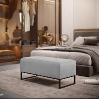 Kit 02 Puffs Cléo W01 Base De Ferro 90 Cm Linho Cinza - 8