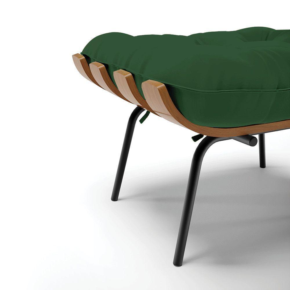 Kit 02 Puffs Costela Veludo Base Metálica Preto Cor Verde - 4