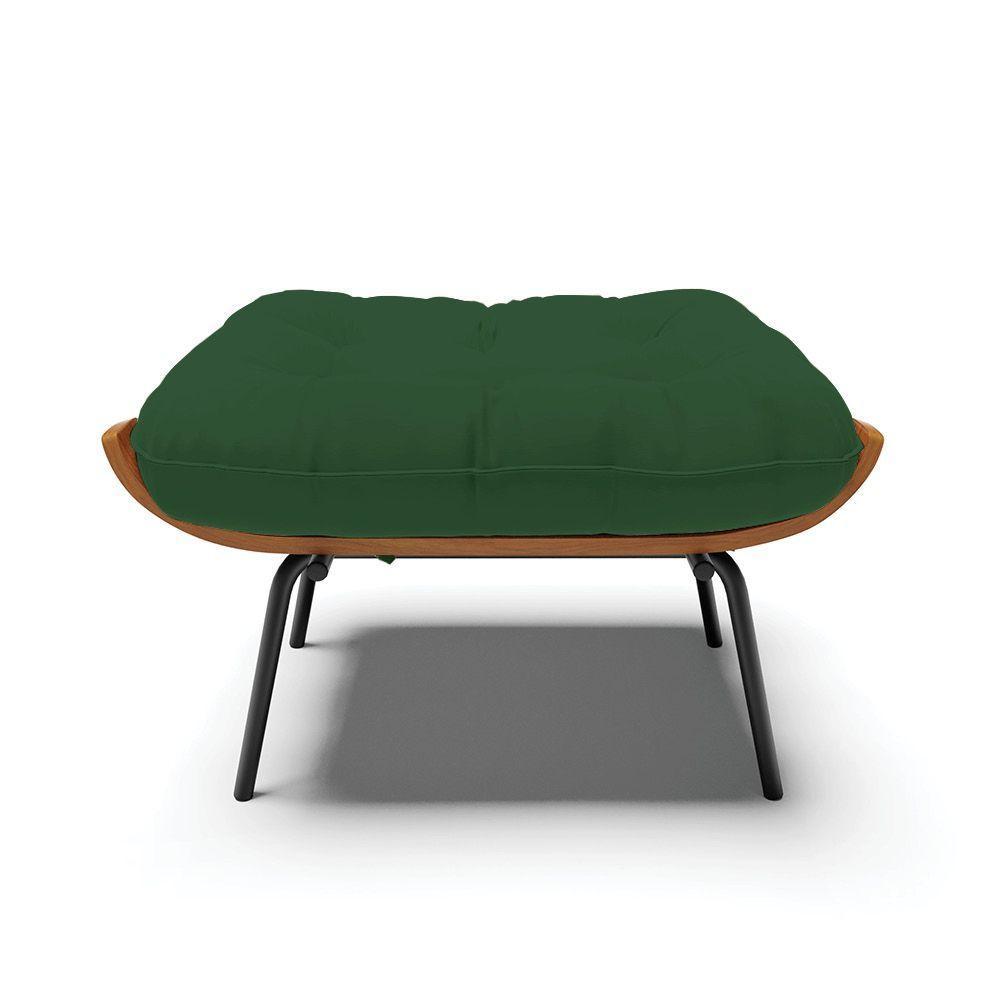 Kit 02 Puffs Costela Veludo Base Metálica Preto Cor Verde - 5