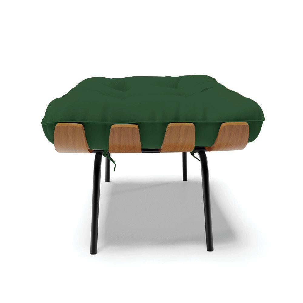 Kit 02 Puffs Costela Veludo Base Metálica Preto Cor Verde - 7