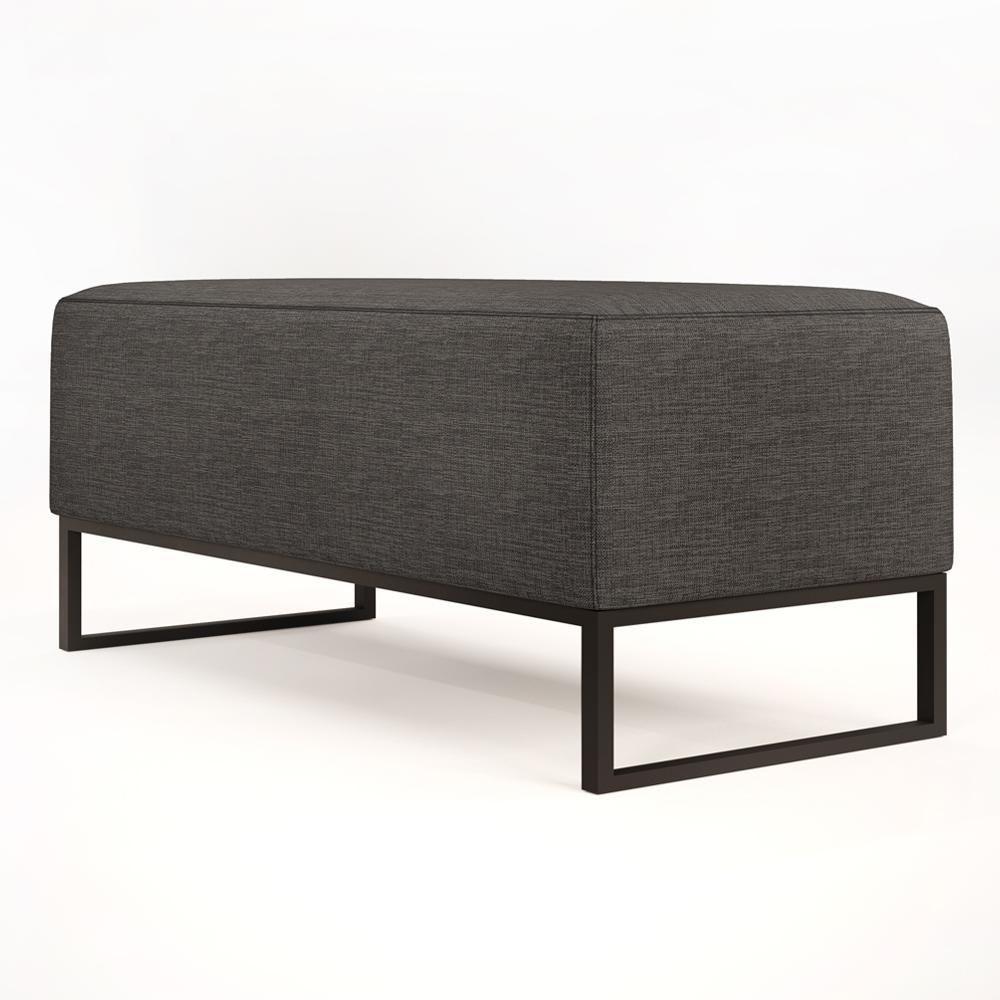 Kit 02 Puffs Cléo W01 Base Ferro 90 Cm Linho Cinza Escuro - 3