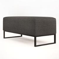 Kit 02 Puffs Cléo W01 Base Ferro 90 Cm Linho Cinza Escuro - 3