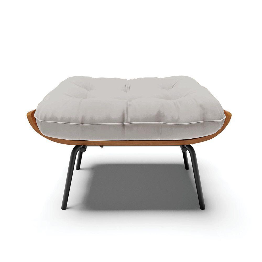 Kit 02 Puffs Costela Veludo Base Metálica Preto Cor Cinza - 6