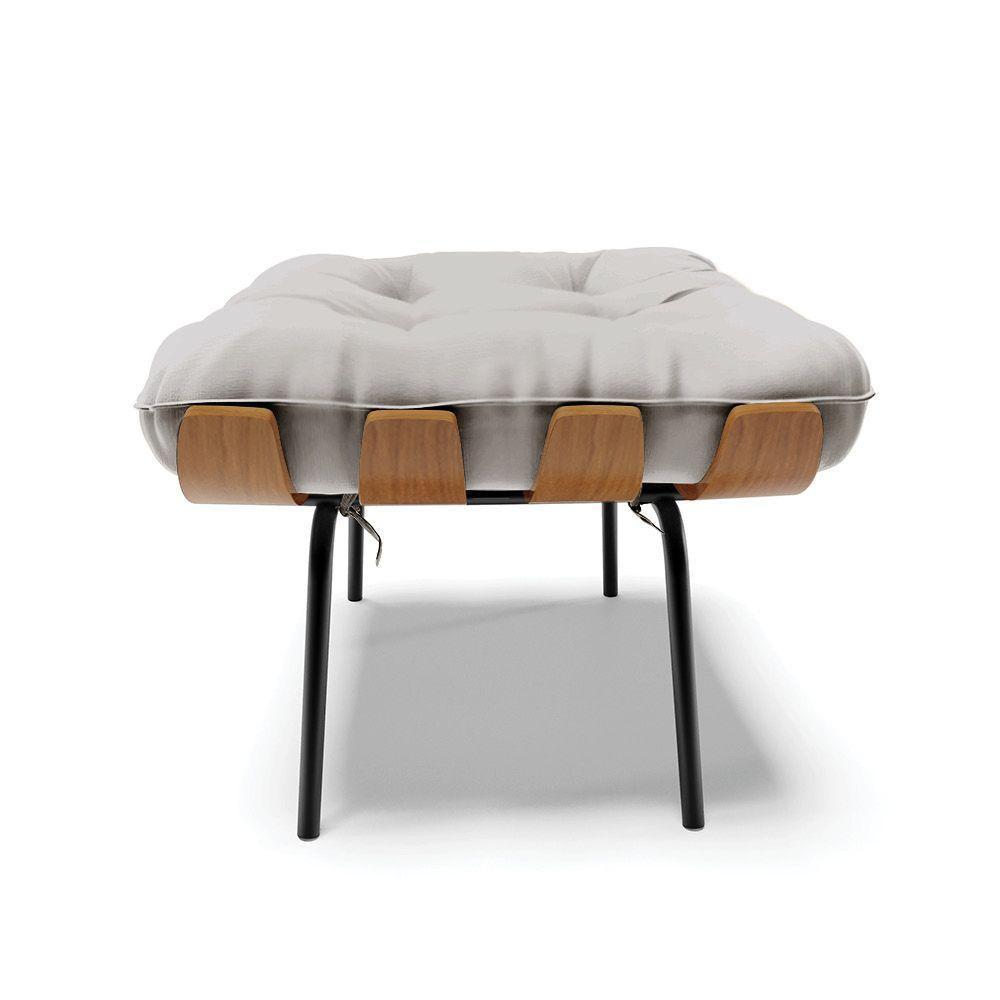 Kit 02 Puffs Costela Veludo Base Metálica Preto Cor Cinza - 7