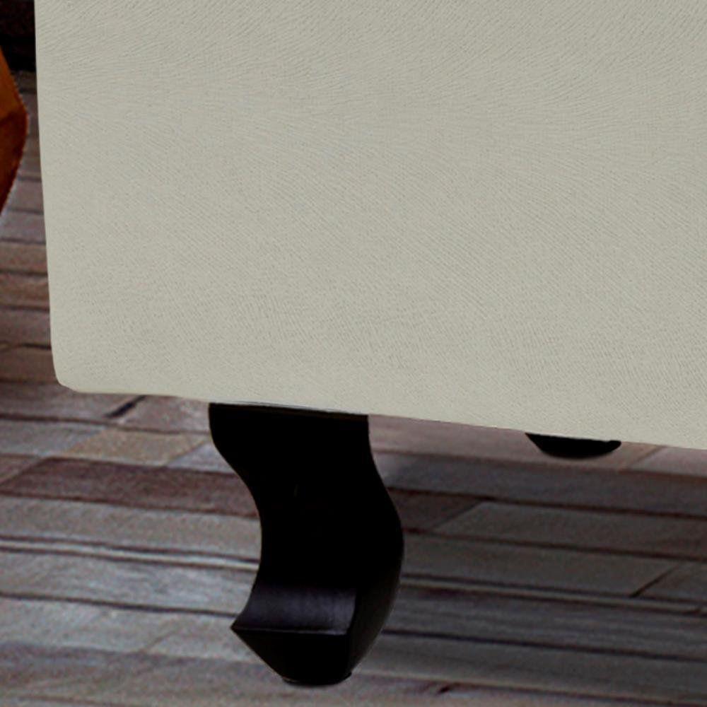 Kit 02 Puffs París Luis Xv Capitone Suede Bege Pés Madeira - 2