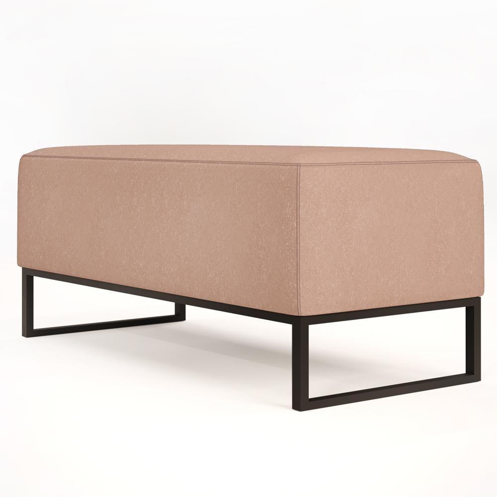 Kit 02 Puffs Cléo W01 Base De Ferro 90 Cm Linho Rosê - 3