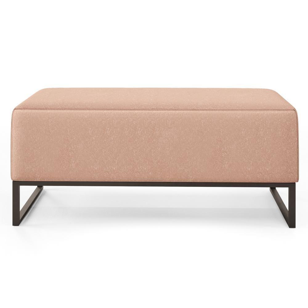 Kit 02 Puffs Cléo W01 Base De Ferro 90 Cm Linho Rosê - 4