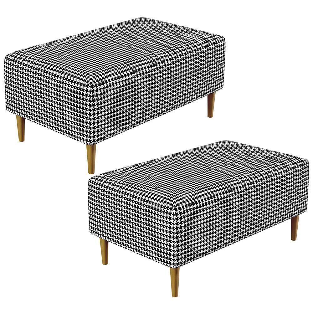 Kit 02 Puffs Cléo W01 Pés Palito 90 Cm Pied Poule - 1